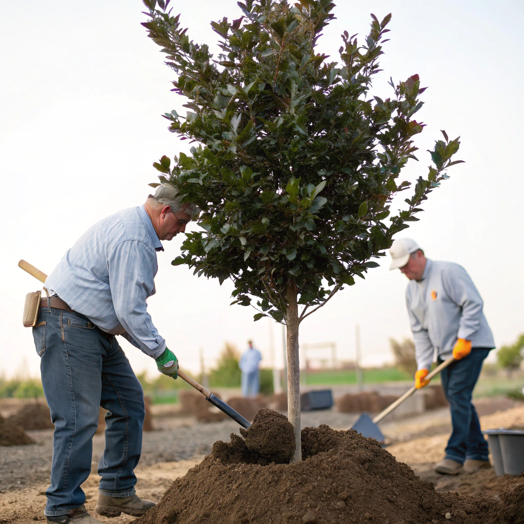 Newly planted native trees in Oak Ridge landscape
