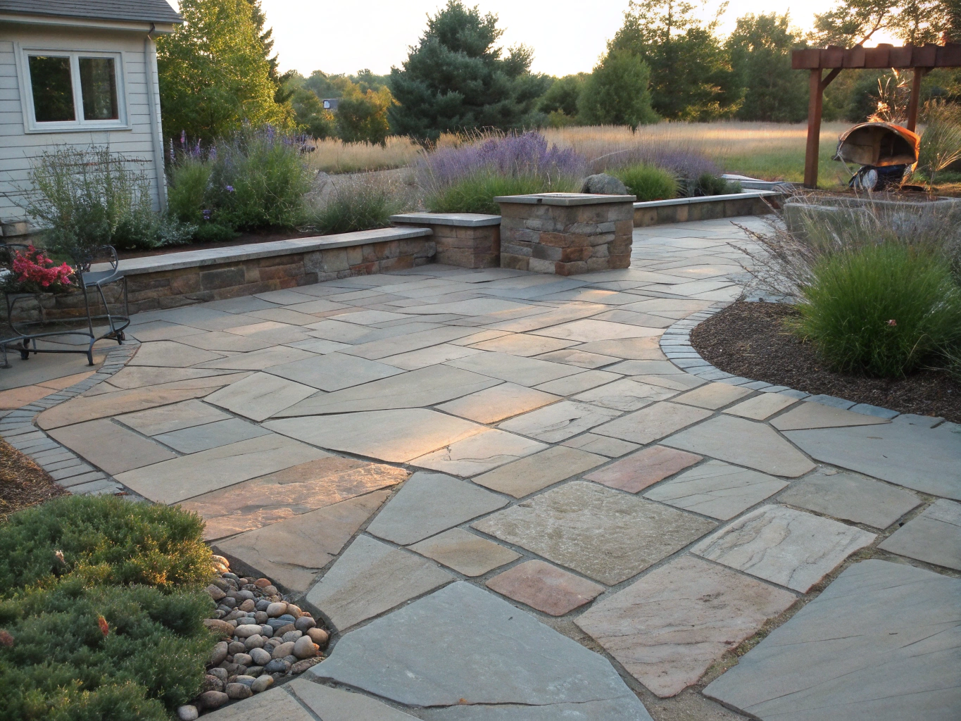Custom flagstone patio at historic estate