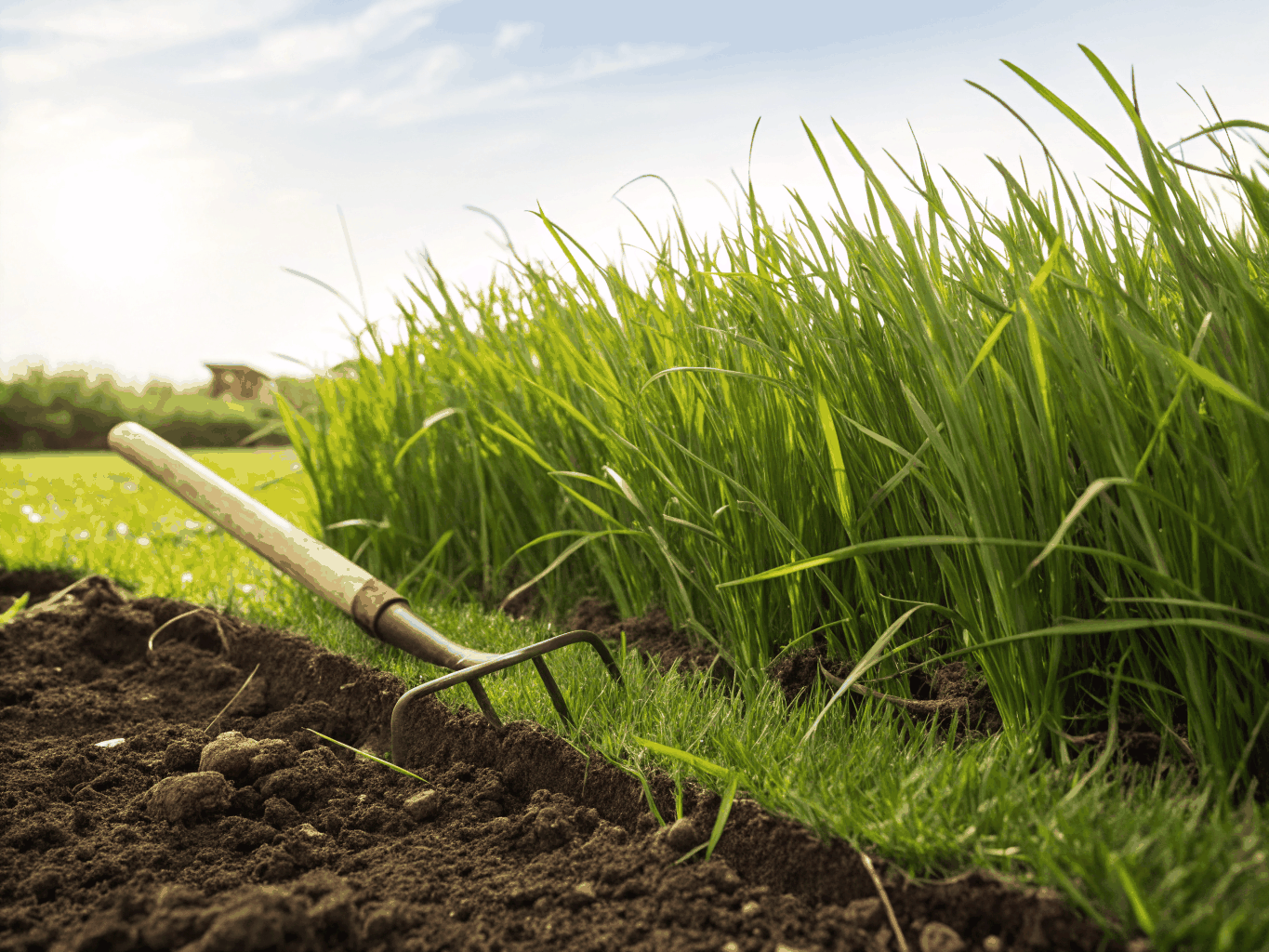 Vibrant green lawn maintained with sustainable organic practices