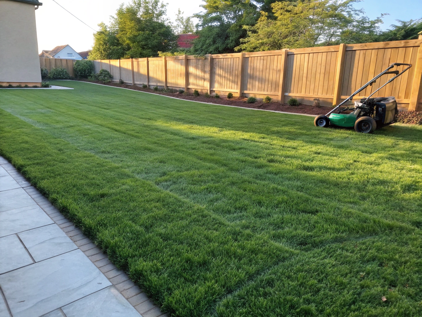 Healthy green lawn after irrigation installation