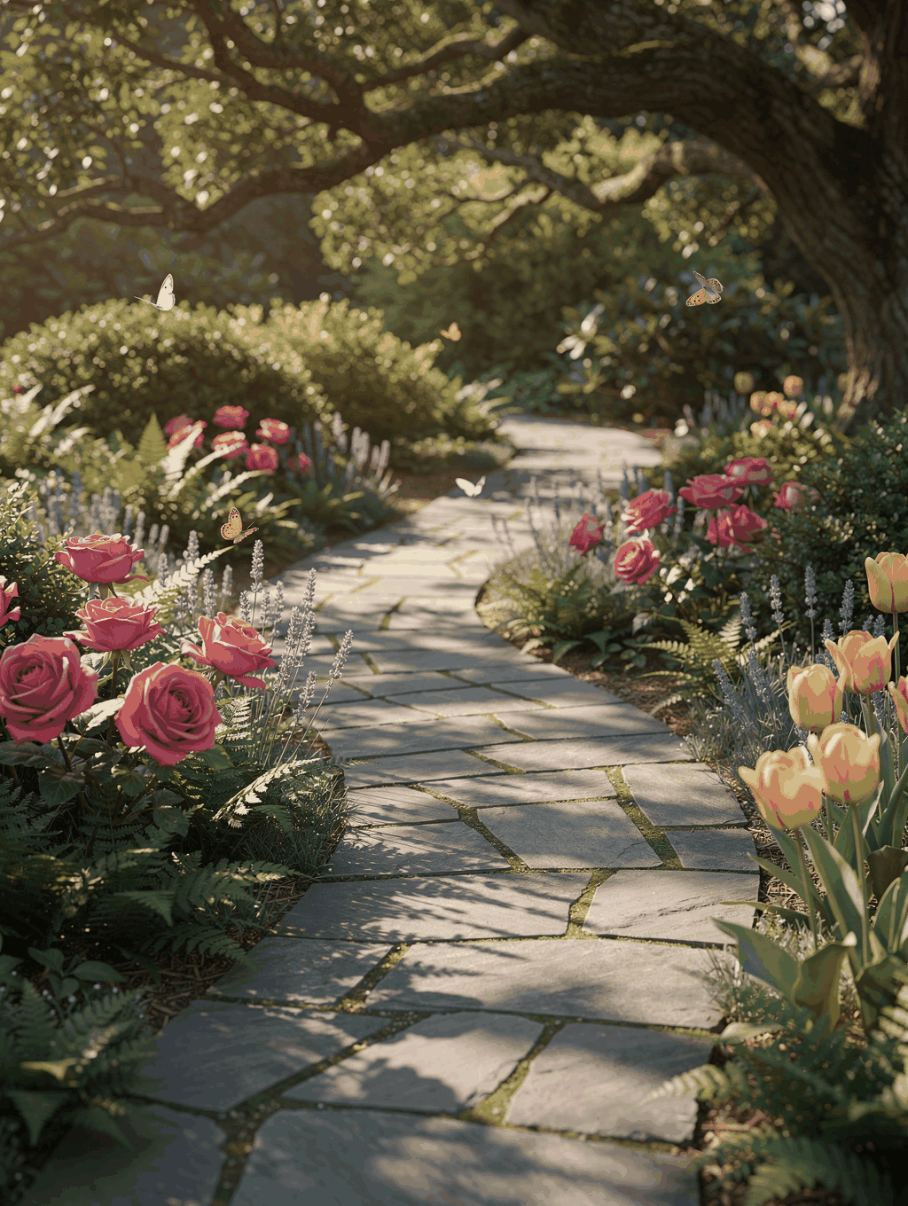 Slate garden path with integrated drainage solutions